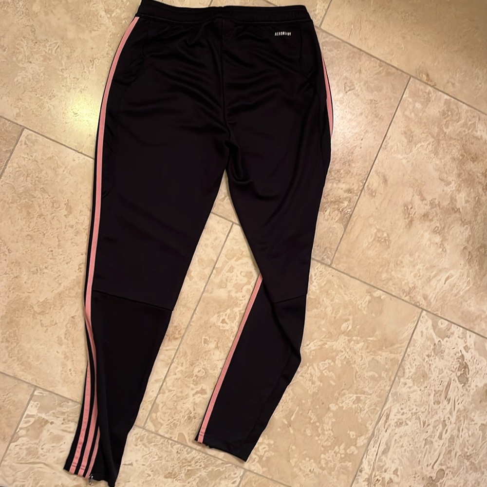 Women’s Adidas black/ pink striped Tiro pants (size M 12-14) - Picture 4 of 6